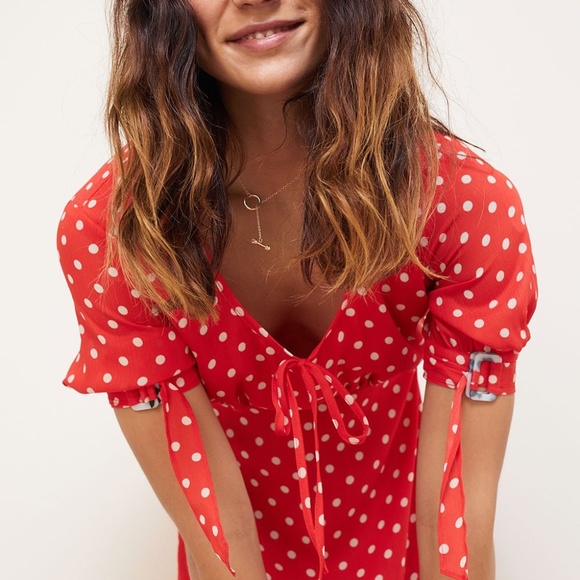 The East Order Dusty Polka Dot Mini Dress in Red - Picture 3 of 10